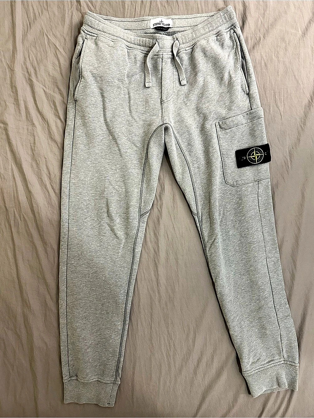 Authentic Stone Island Organic Mélange Cotton Fleece Sweatpants - Gray